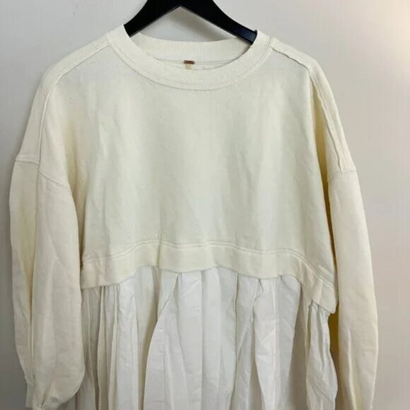 FREE PEOPLE Eleanor Sweatshirt Dress in Grey Combo Size Small - Picture 6 of 16